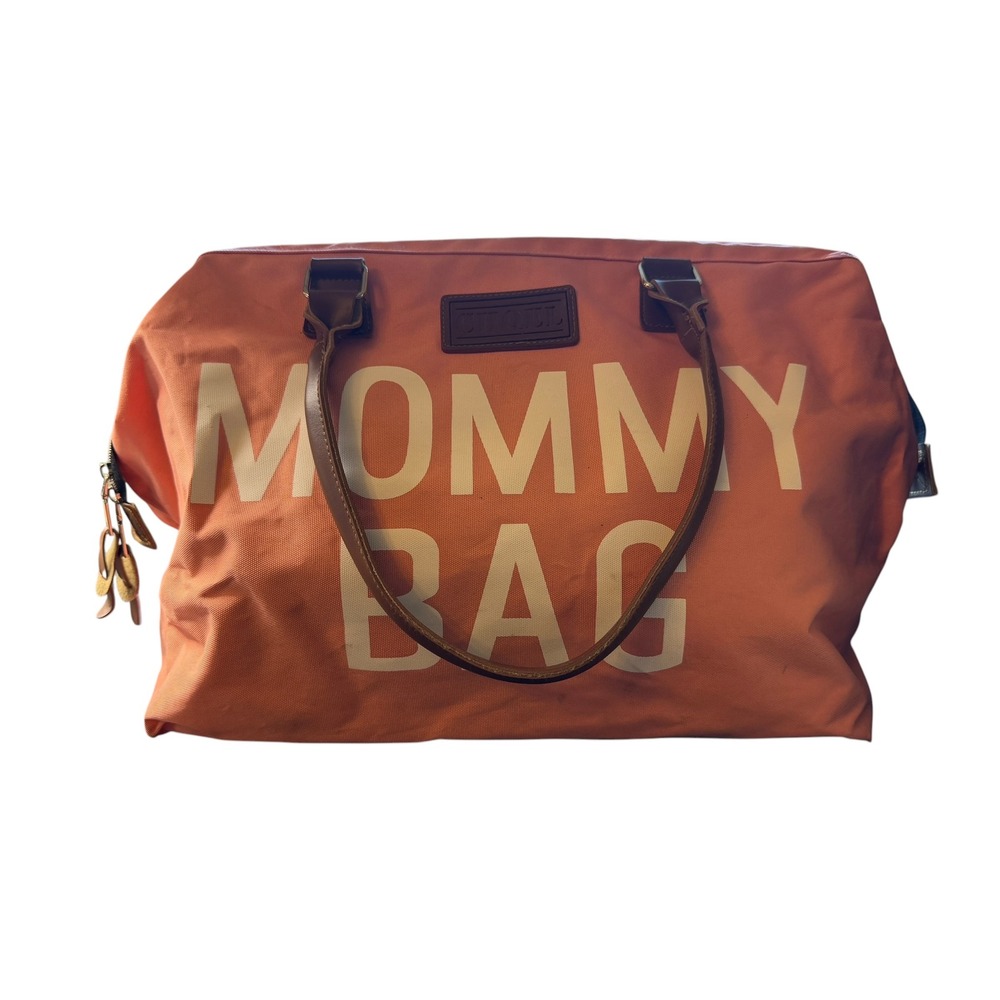 Choel Mommy Bag Orange Canvas Large Diaper Tote Hospital Travel Bag 19x11x11